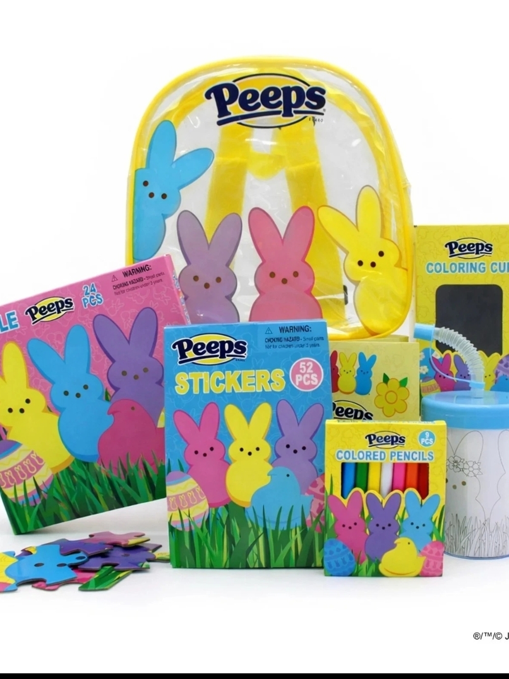 Peeps Easter Backpack Prefilled Gift Set w/Stickers Coloring Cup Pencils Puzzle